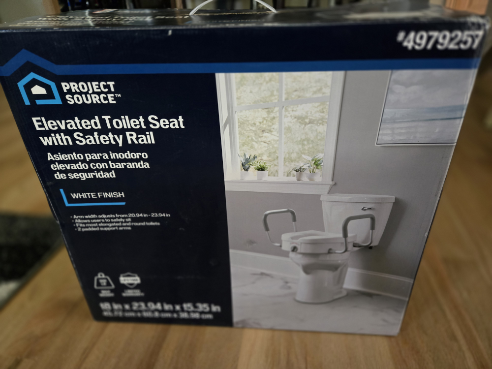 Project Source Elevated Toilet Seat with Safety Rail - White