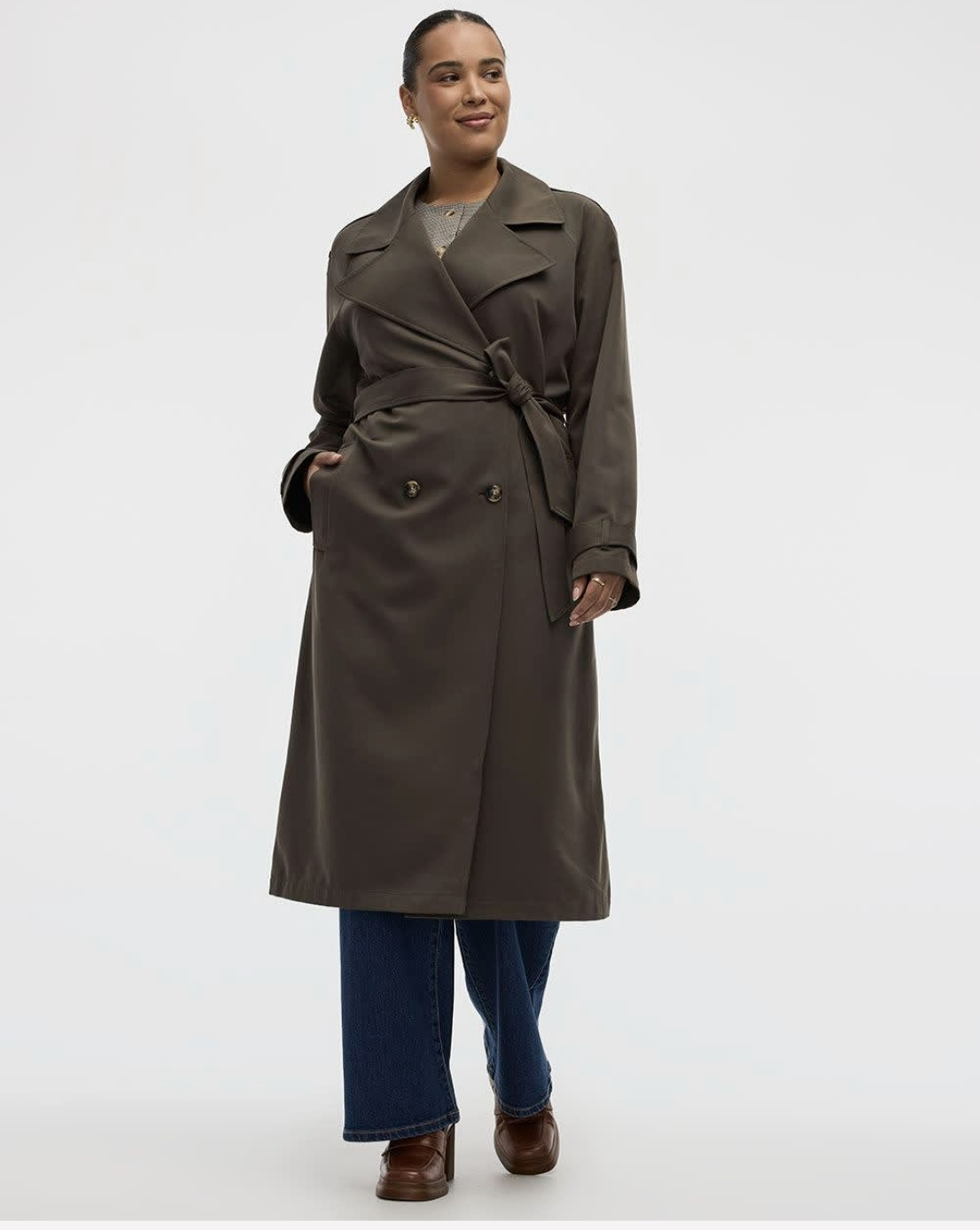 Brand New Reitmans Black Olive Trench Coat - Size S - photo 4