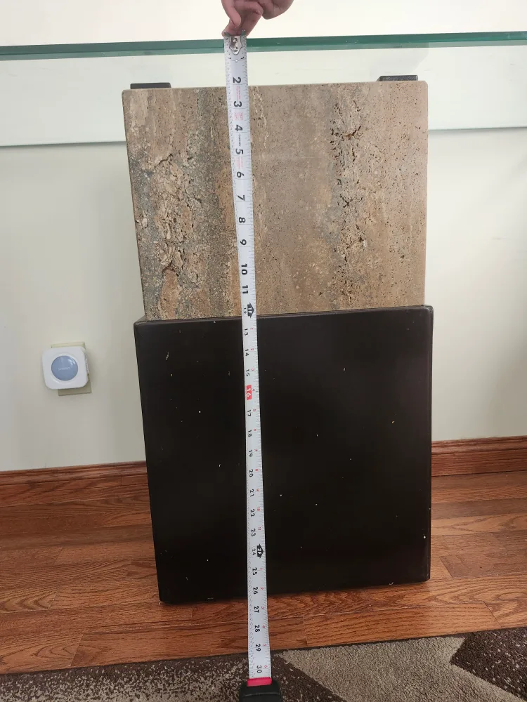 Glass Top Coffee Table  set with Stone Base image indicator(7)