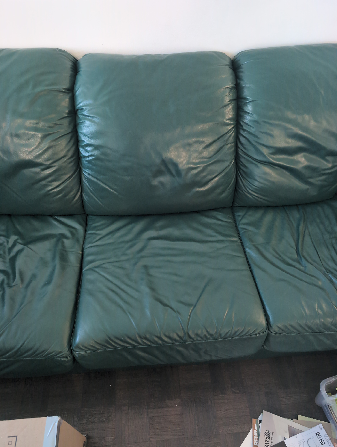 Green Leather Sofa - photo 3