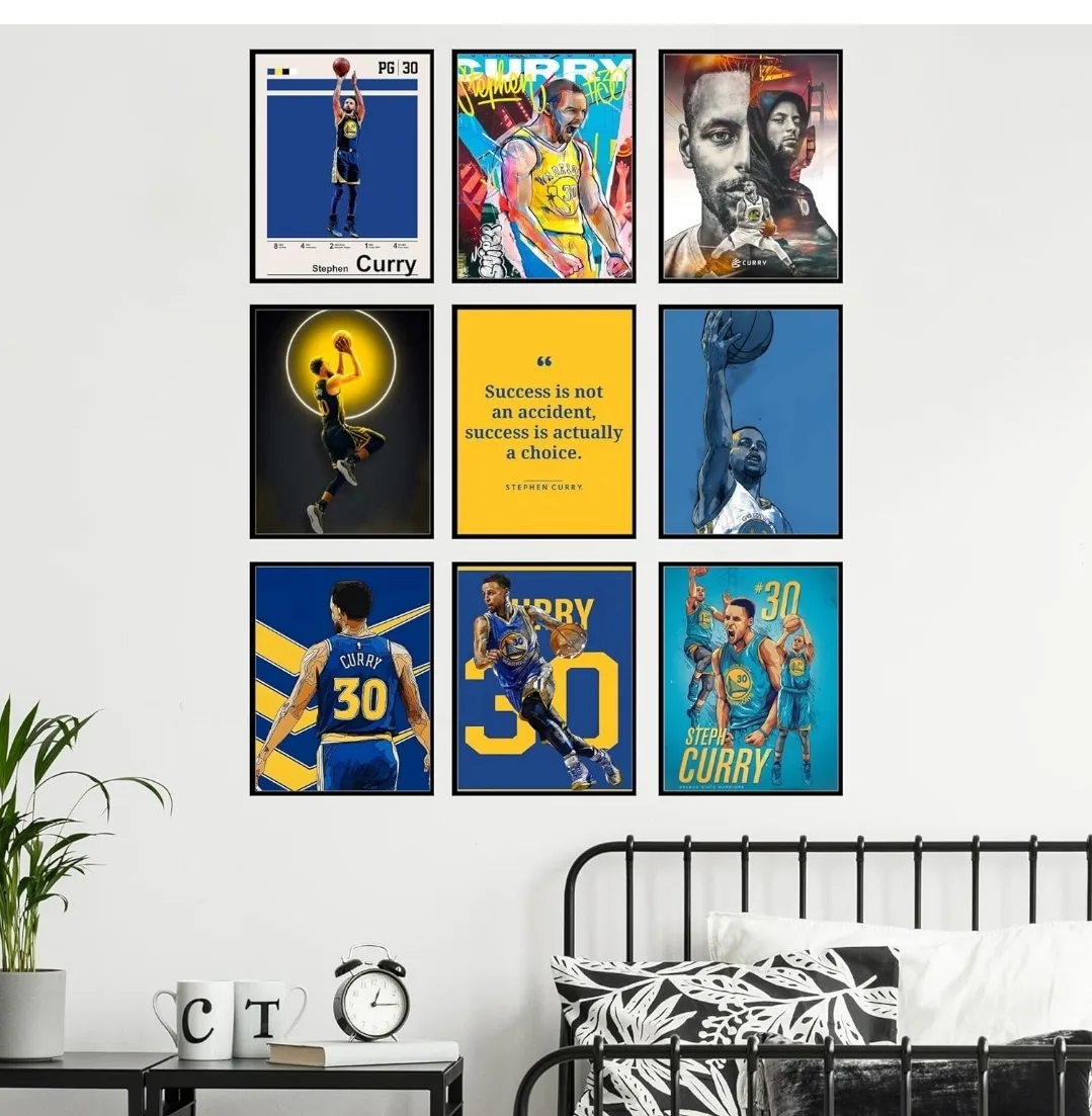 Steph Curry Basketball Wall Art NBA Poster, 9 Pack image indicator(8)