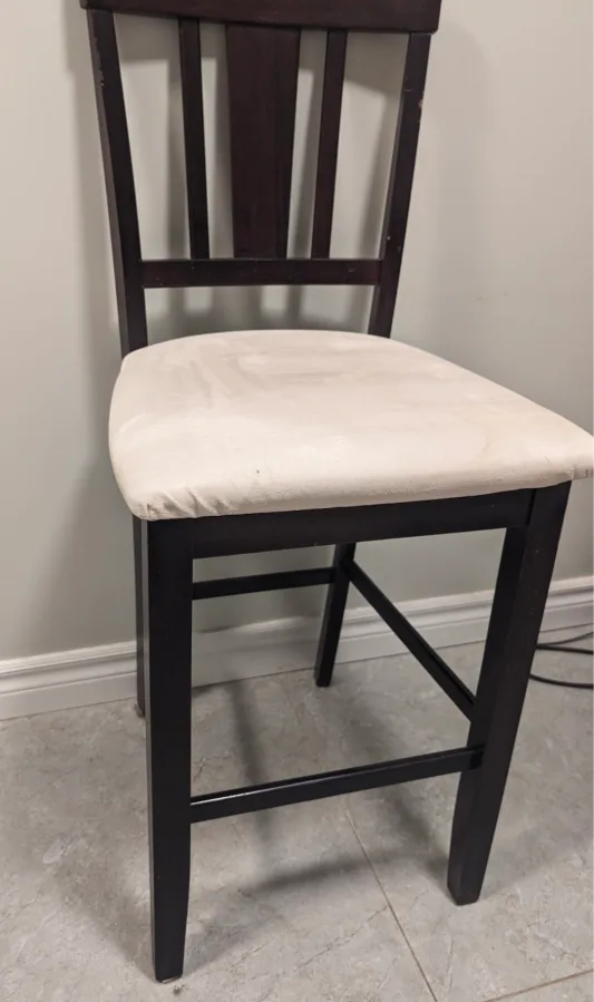 Dark Wood Bar Stool with Cream Seat thumbnail