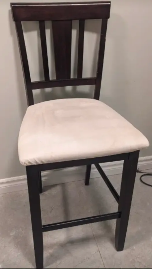 Dark Wood Bar Stool with Cream Seat image indicator(2)