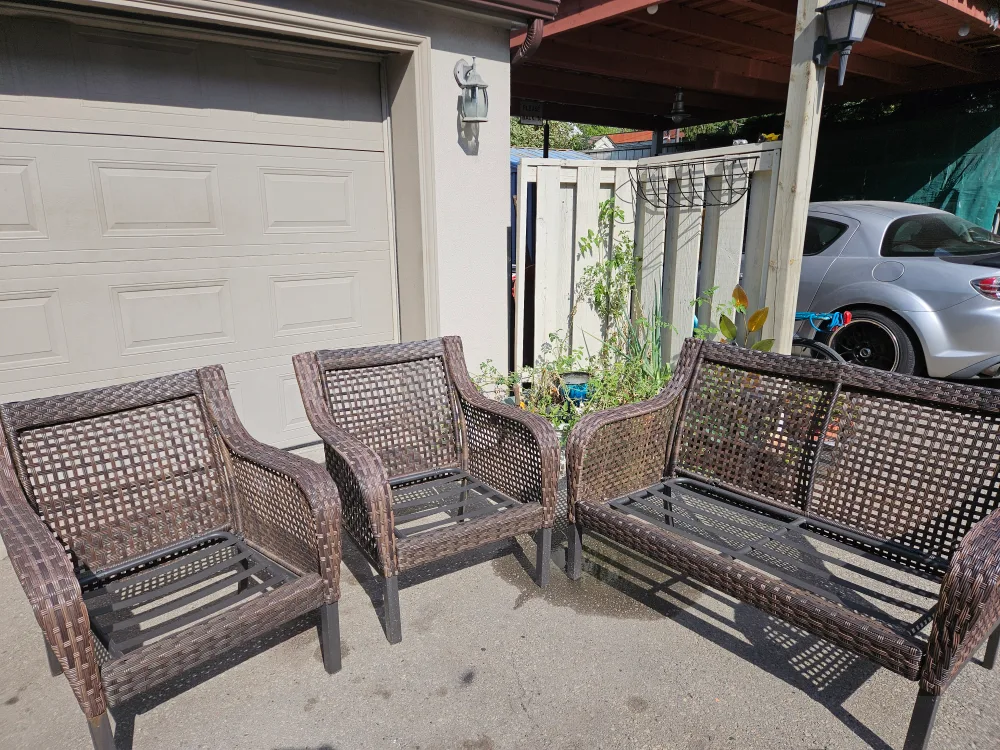 Wicker Patio Set - Loveseat & Chairs thumbnail