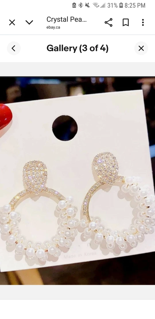 Pearl & Rhinestone Drop Earrings - New - photo 3