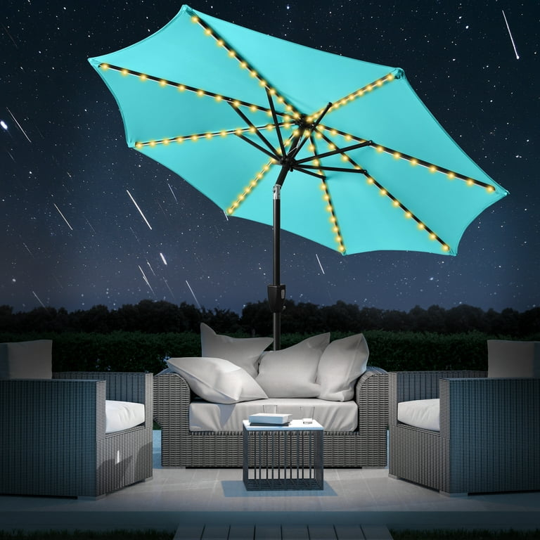 NEW 7.5 FT Patio Umbrella with LED Lights - Teal - photo 3