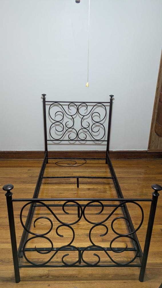 Twin Size Iron Bed Frame with Scroll Design