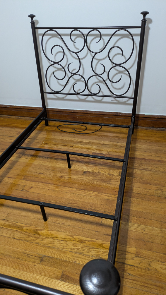 Twin Size Iron Bed Frame with Scroll Design - photo 2