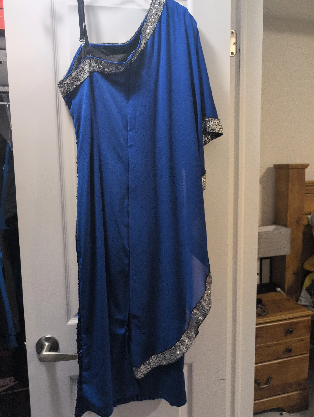 Blue Sequin One-Shoulder Dress image indicator(3)