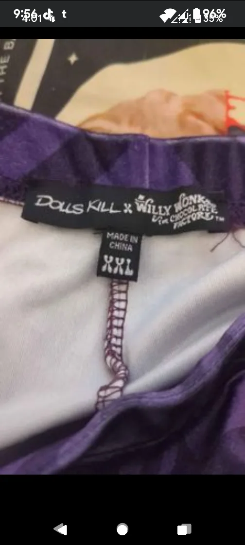 Dolls Kill x Willy Wonka Velvet Flare pants image indicator(7)