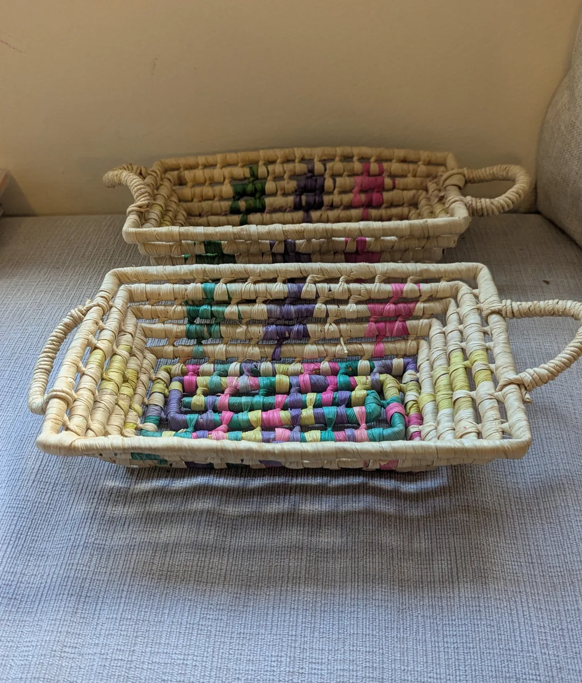 Woven Baskets with Handles - Set of 2 thumbnail