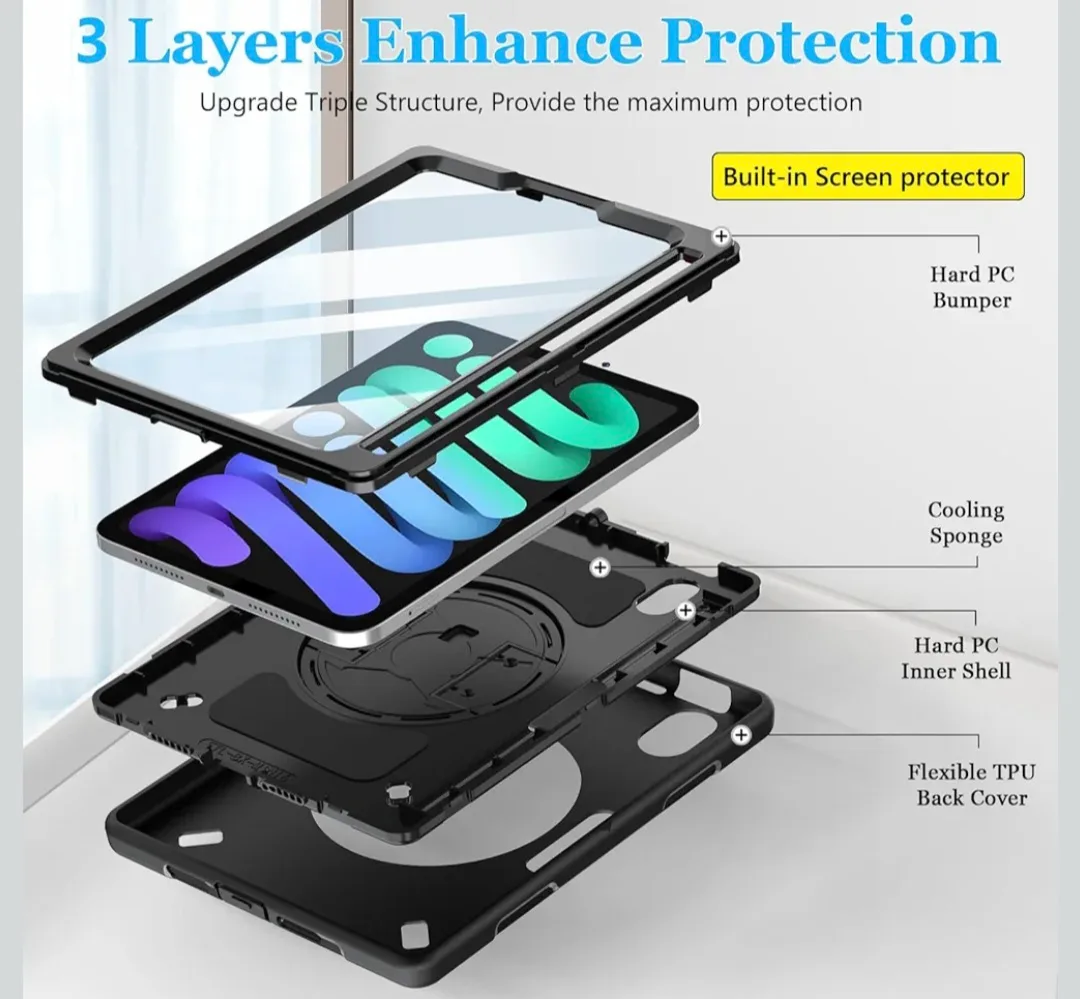 Miesherk Case for iPad Air 13" Screen Protector, 360°, Black image indicator(4)