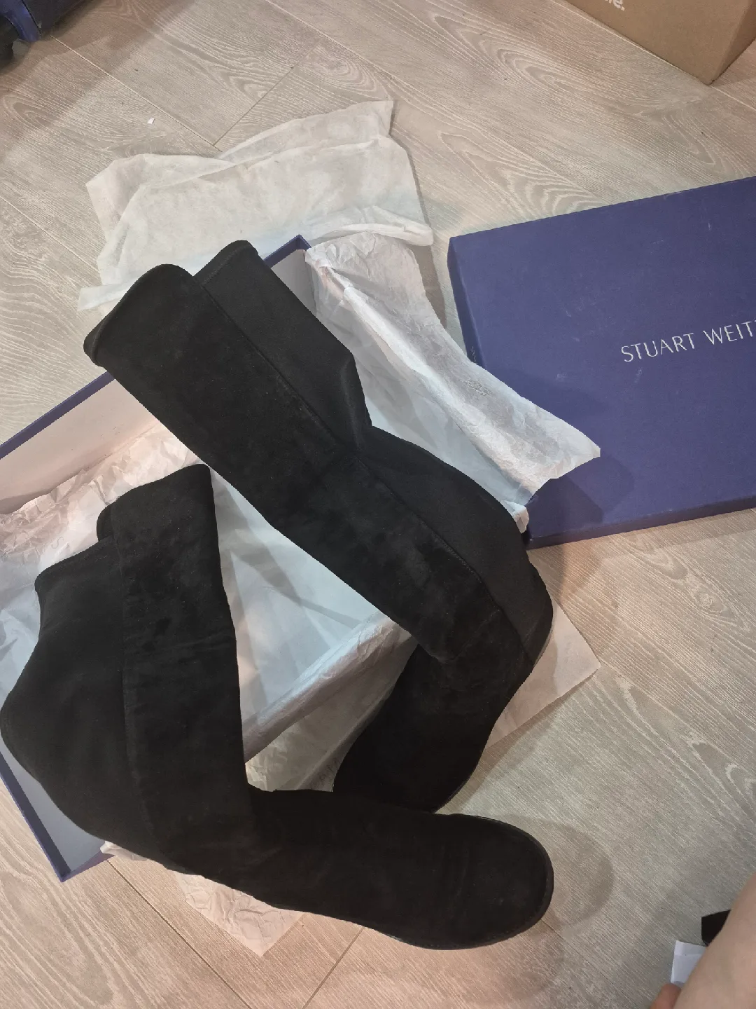 Stuart Weitzman Black Suede Boots, Size 8 thumbnail