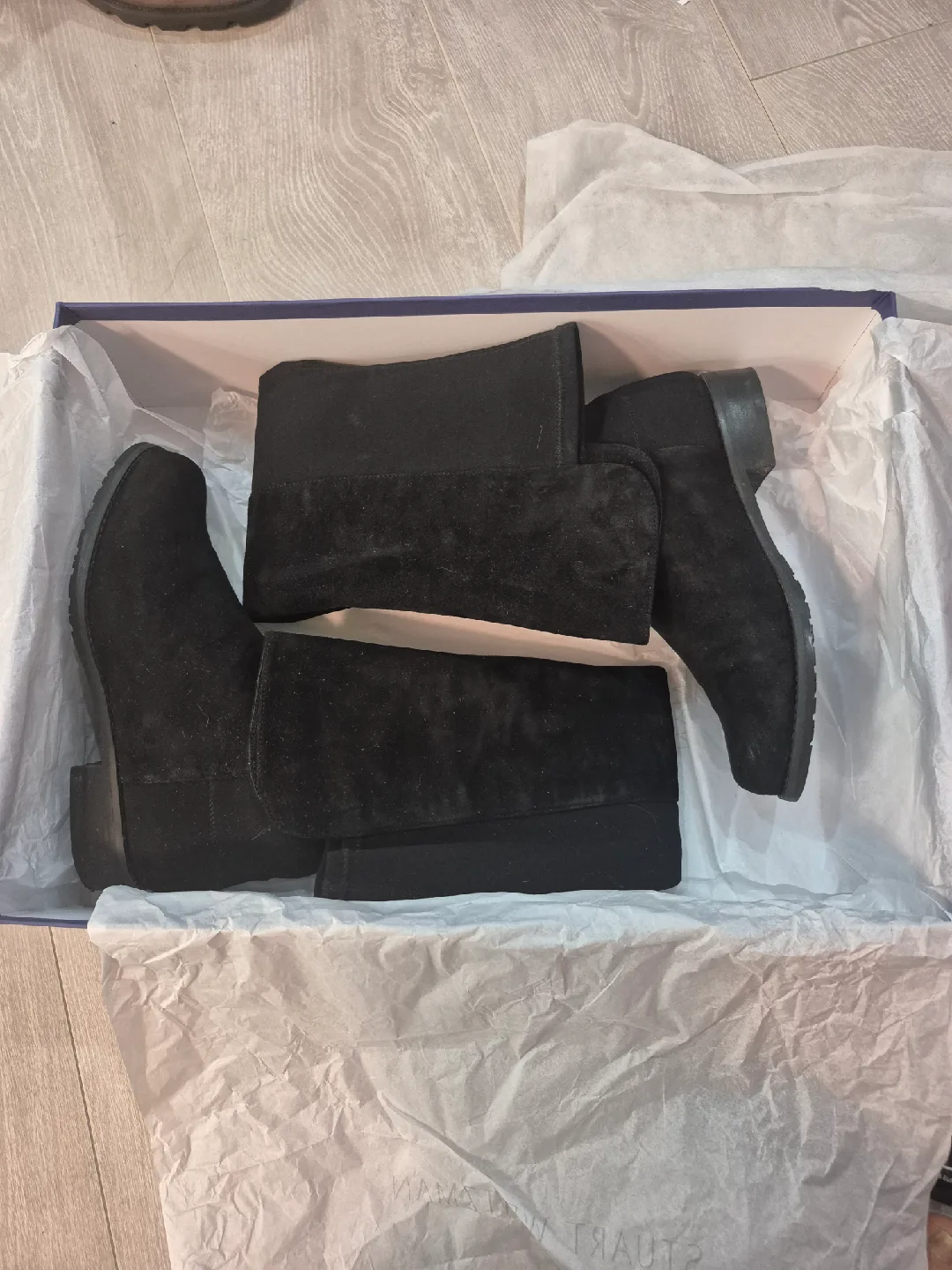 Stuart Weitzman Black Suede Boots, Size 8 image indicator(3)