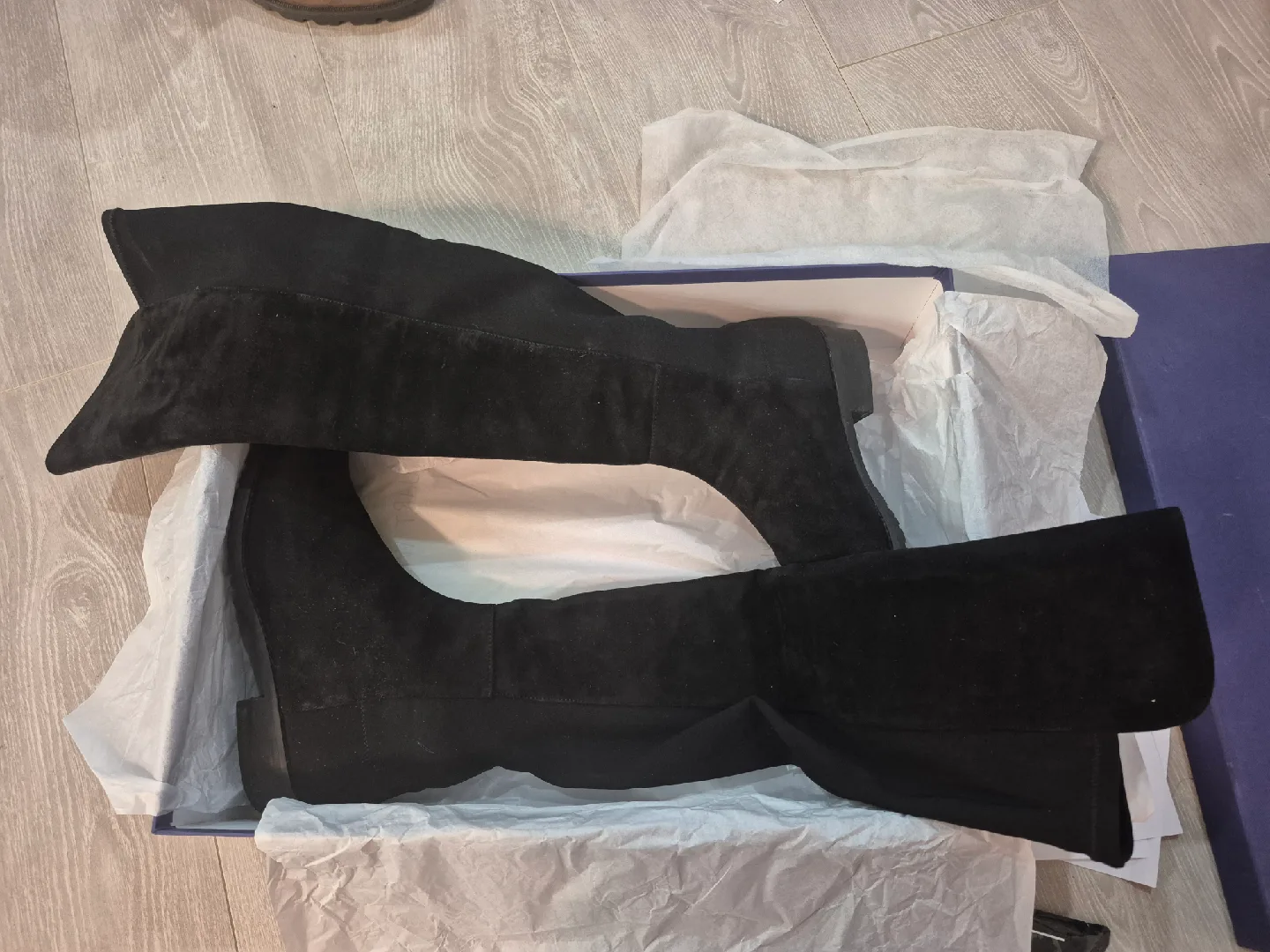 Stuart Weitzman Black Suede Boots, Size 8 image indicator(5)