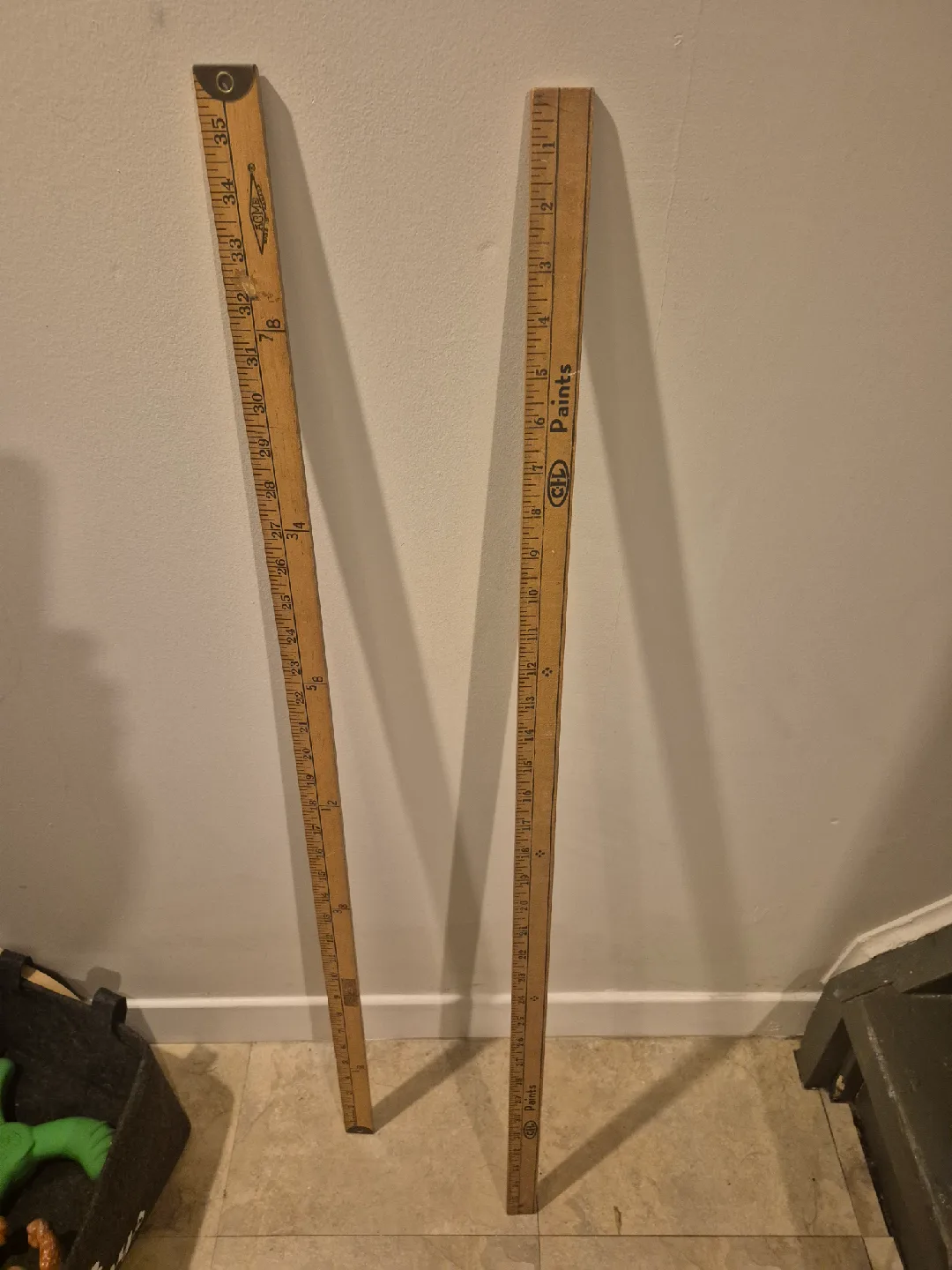 Vintage CIL Paints & Acme Wooden Yardsticks - Set of 2 thumbnail