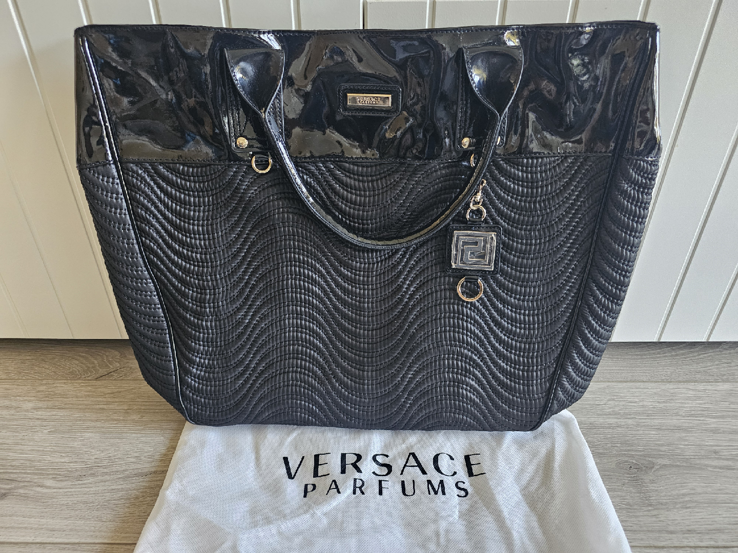 Versace Parfums Black Tote Bag
