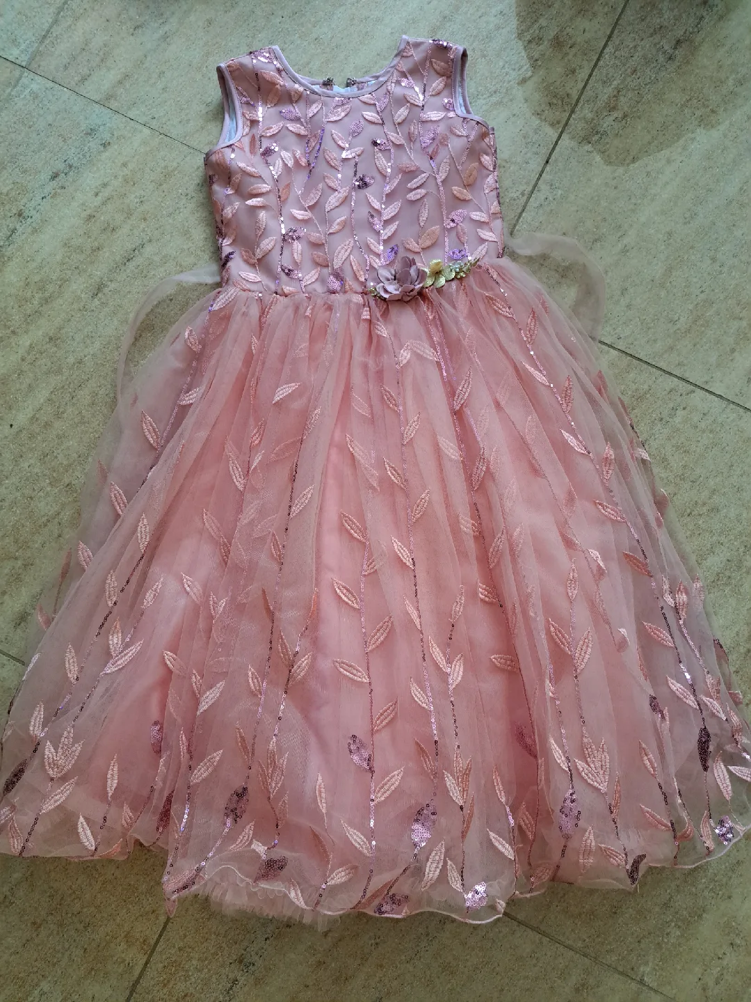 Pink Girls Party Dress with Floral Detail image indicator(3)