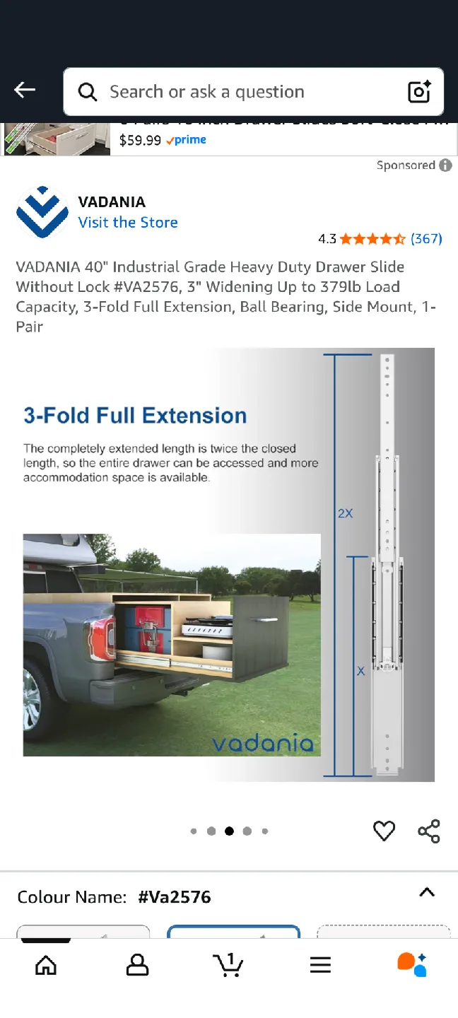 VADANIA 40" Heavy Duty Drawer Slides image indicator(4)