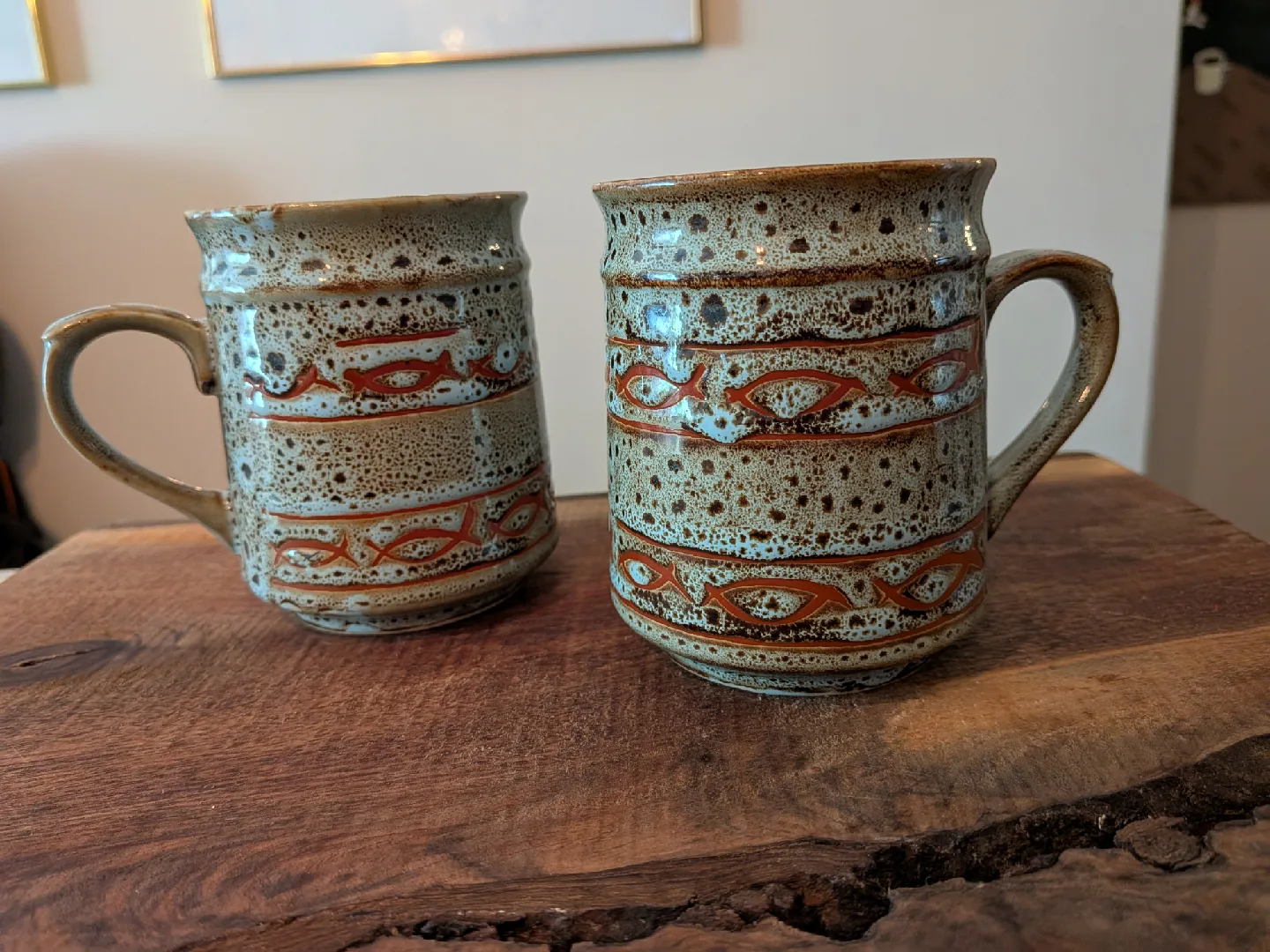Vintage Japanese Ceramic Mugs - Set of 2