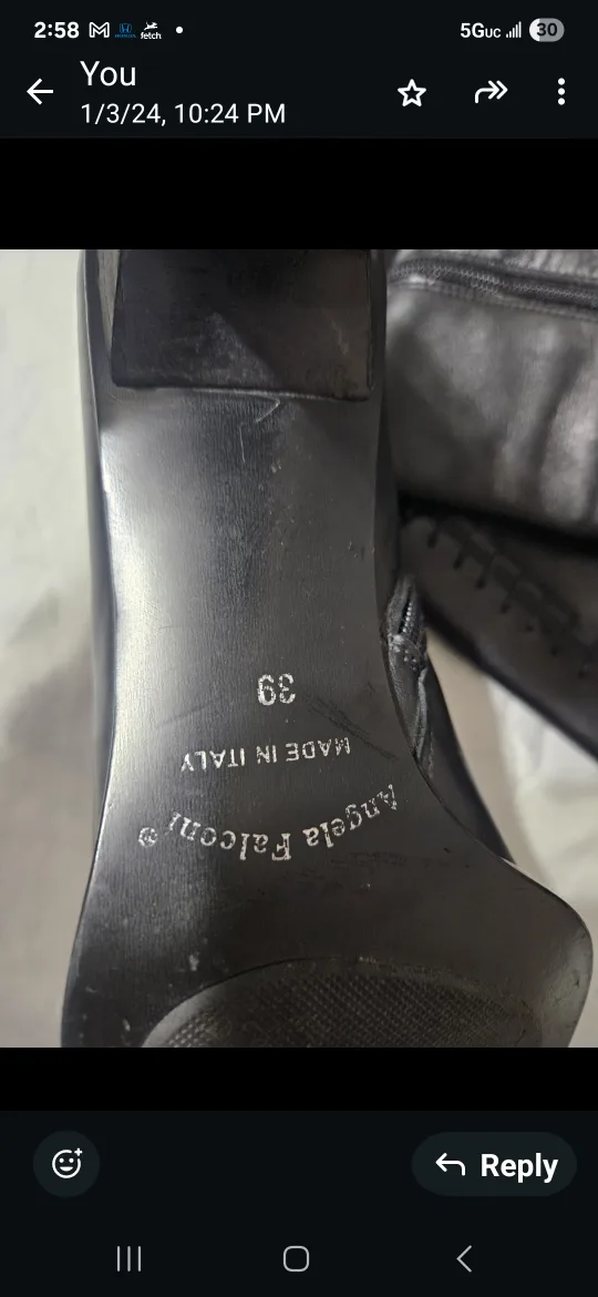 Angela Falconi Black Leather Knee High Boots - Size 39 image indicator(2)