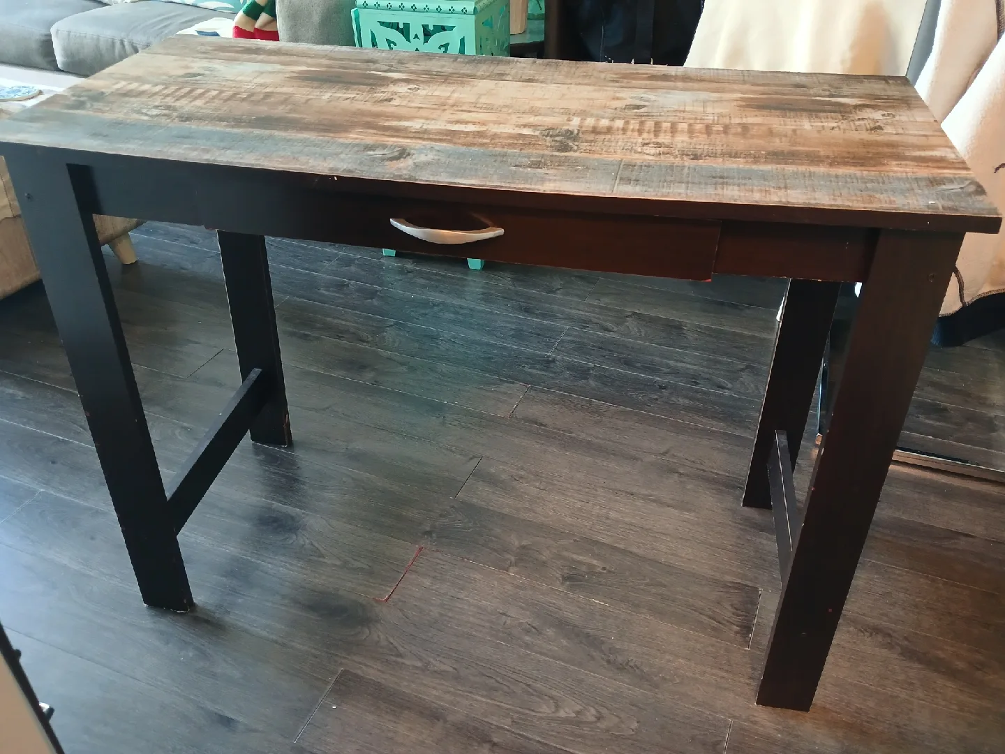 Rustic Wood Desk with Drawer image indicator(4)