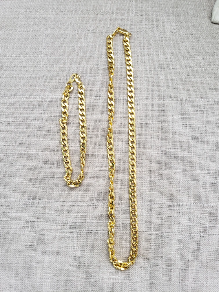 Gold Chain Necklace & Bracelet Set