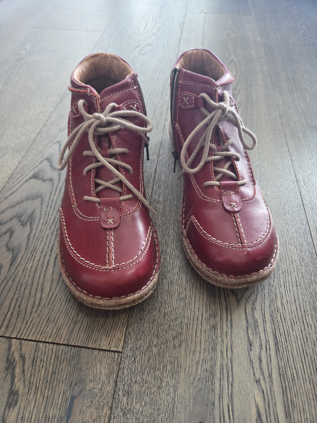 Josef Seibel Red Leather Ankle Boots - Women's size 10