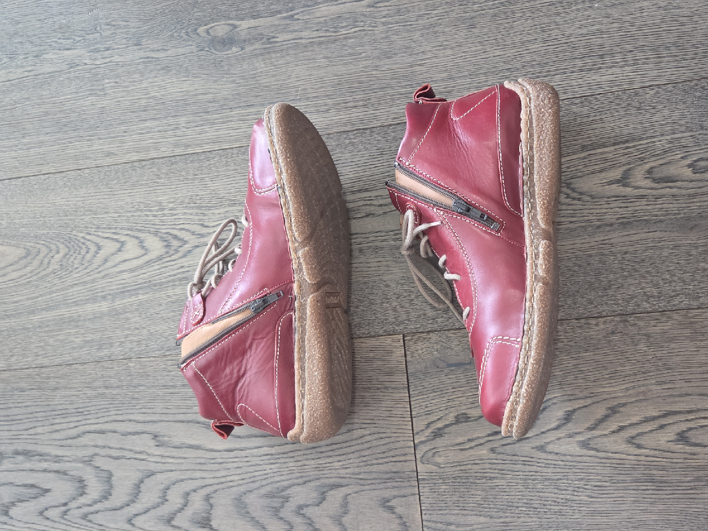 Josef Seibel Red Leather Ankle Boots - Women's size 10 - photo 3
