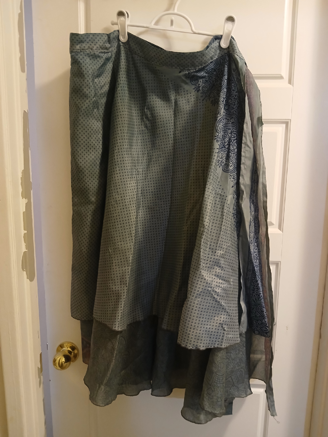 Patterned Silk Wrap Skirt
