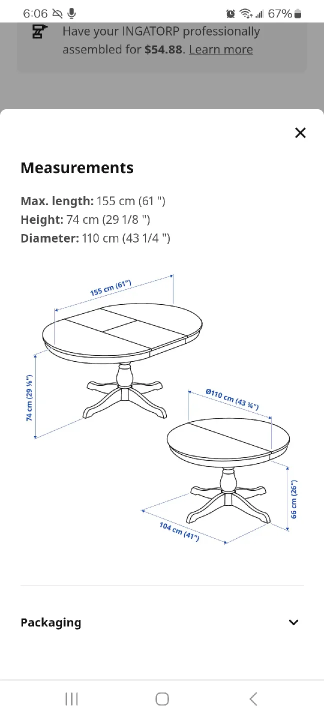 IKEA INGATORP Extendable Round Dining Table Grey image indicator(2)