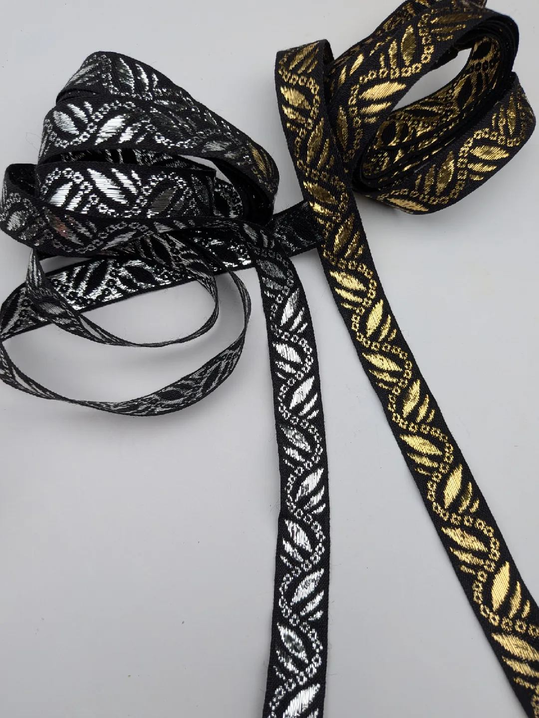 Decorative Black & Metallic vintage Trim - Gold & Silver thumbnail