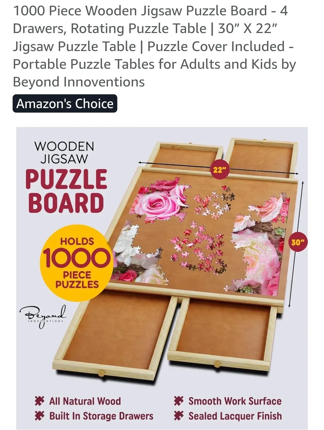 Beyond Innoventions Jigsaw Puzzle Board Table 30"x22"