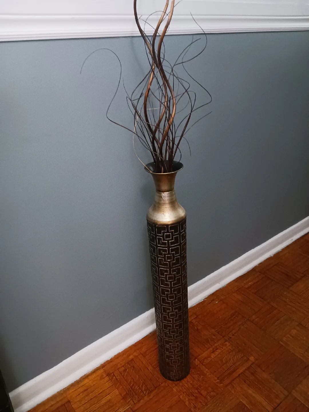 Tall Decorative Brown & Gold Vase - 92cm thumbnail