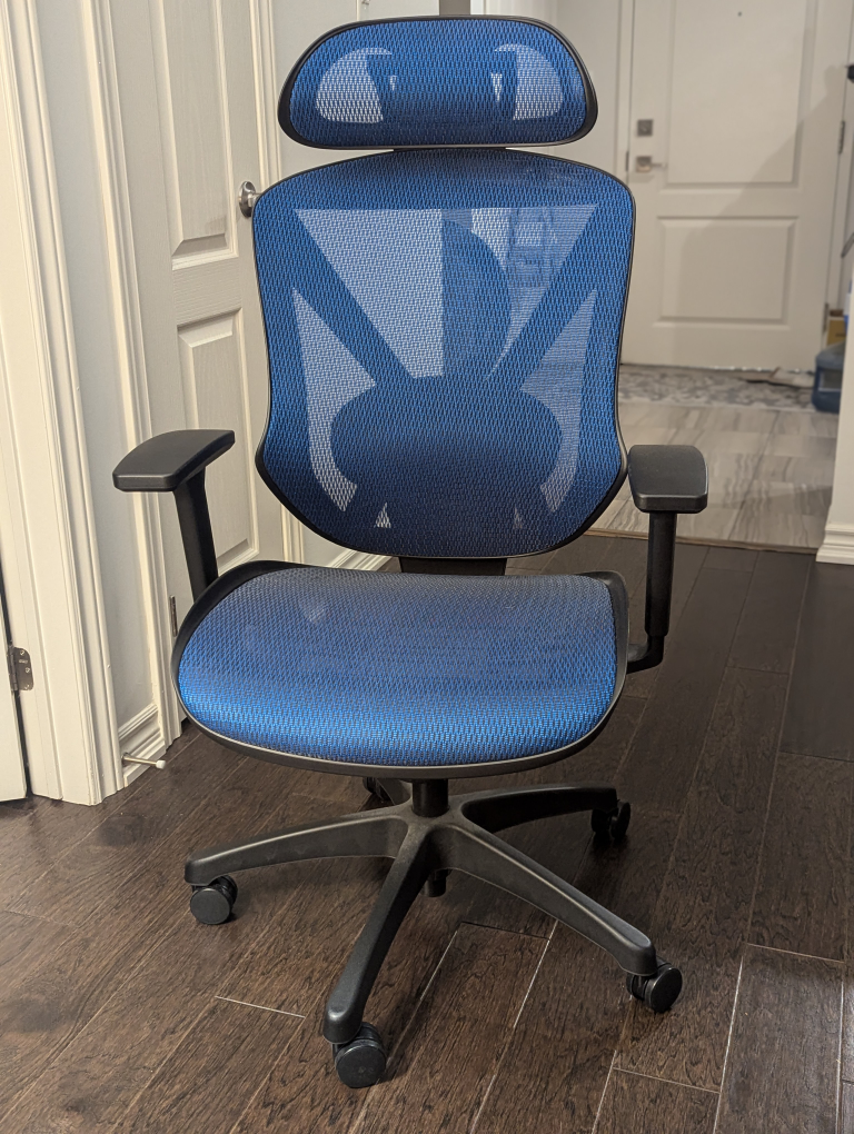 Blue Ergonomic Office Chair with Headrest