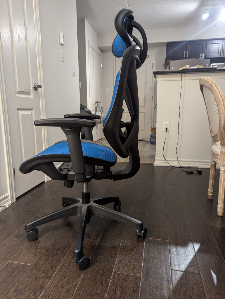 Blue Ergonomic Office Chair with Headrest - photo 2