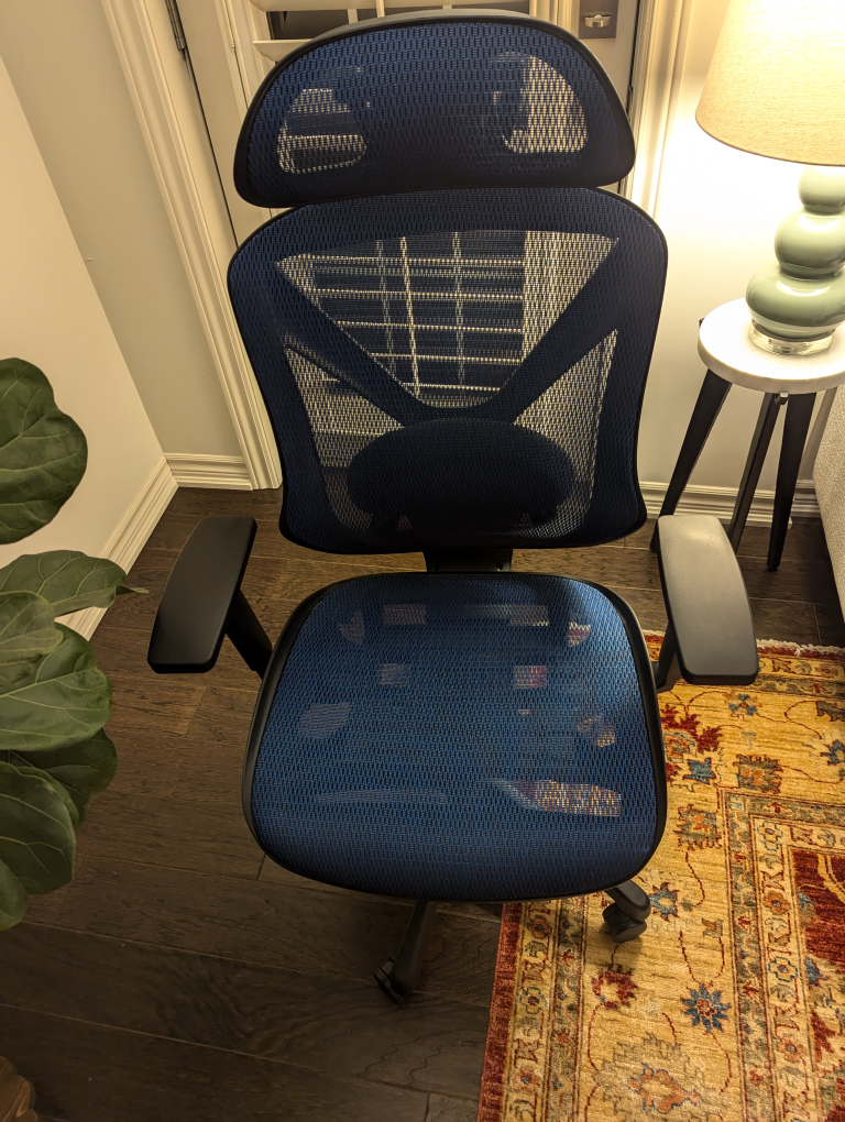 Blue Ergonomic Office Chair with Headrest - photo 4