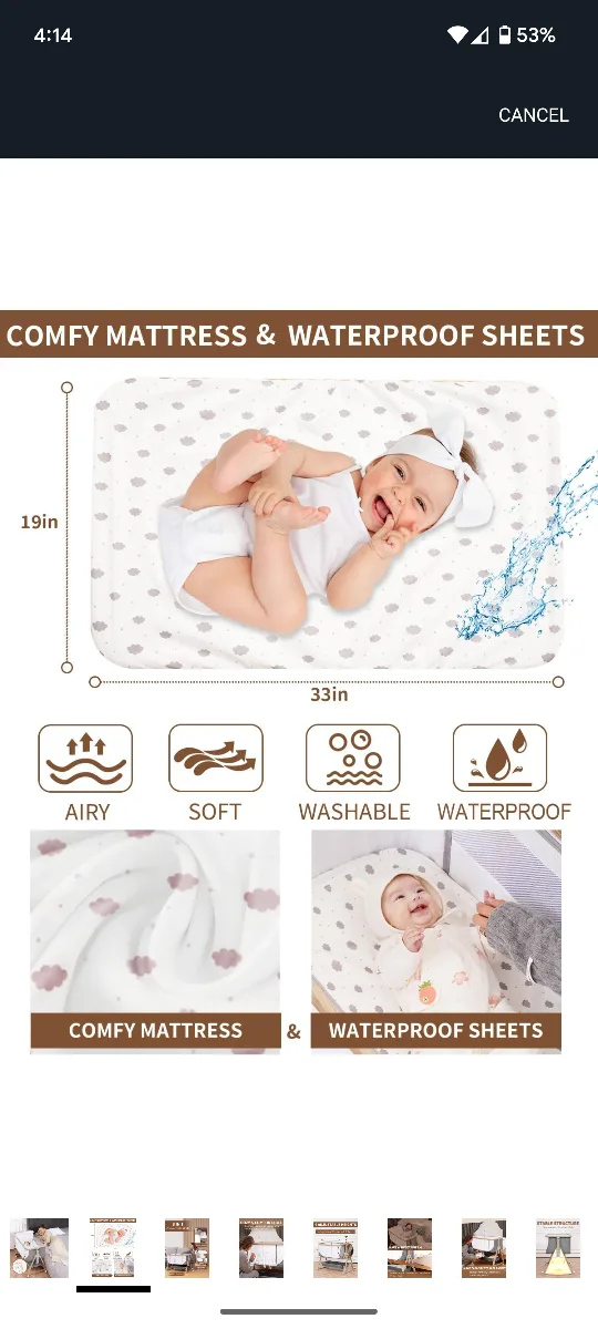 3-in-1 Convertible Baby Bedside Bassinet image indicator(3)