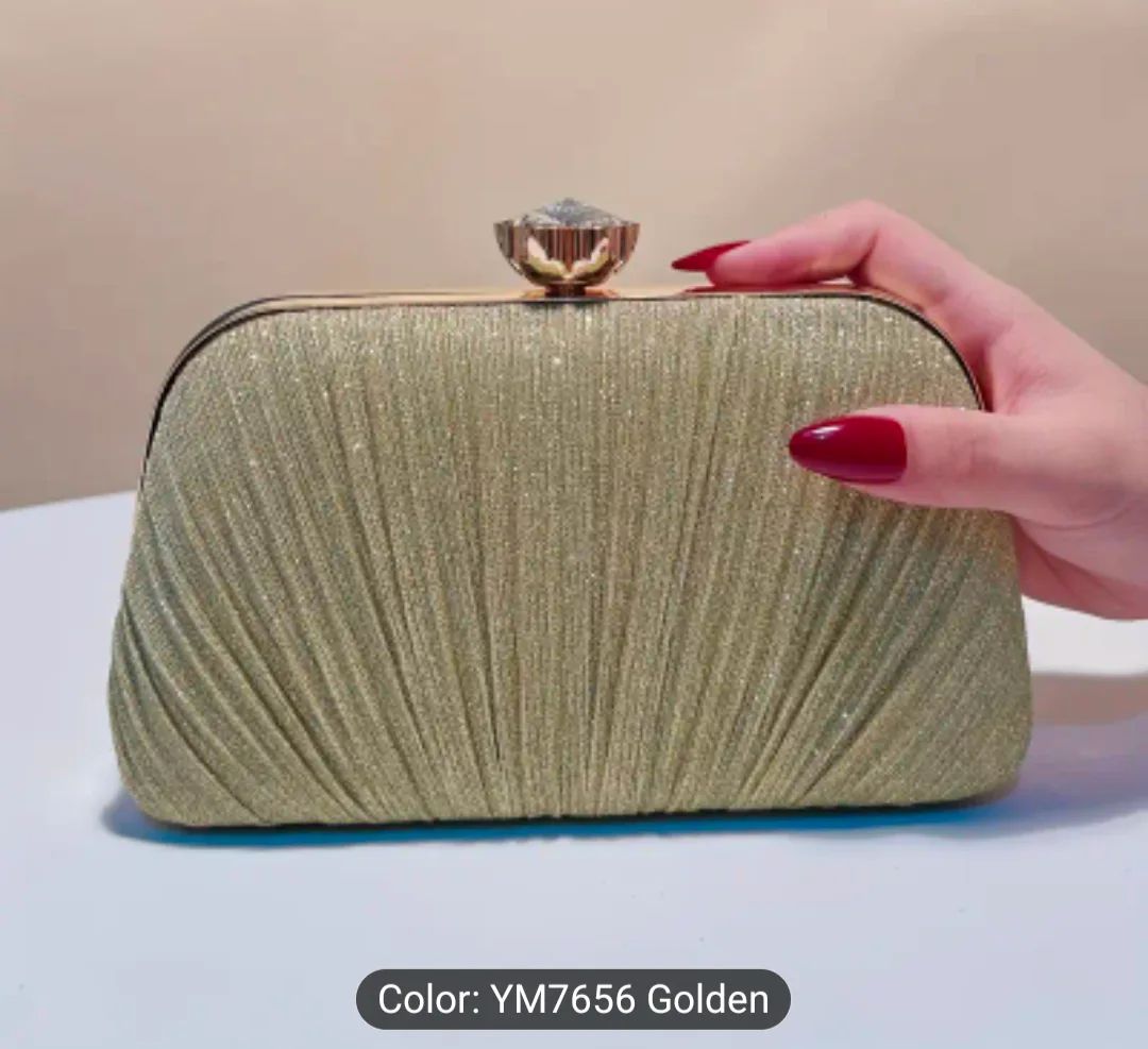 brand new women gold glitter evening bag thumbnail