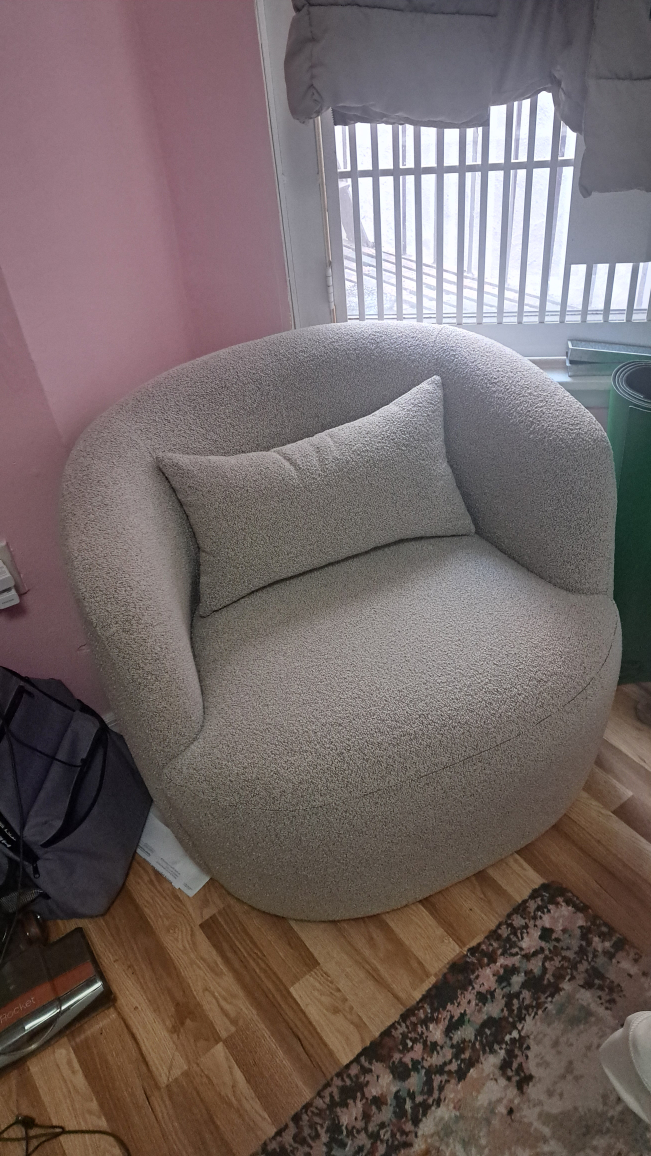 KINWELL Boucle Swivel Barrel Chair - Taupe - photo 5