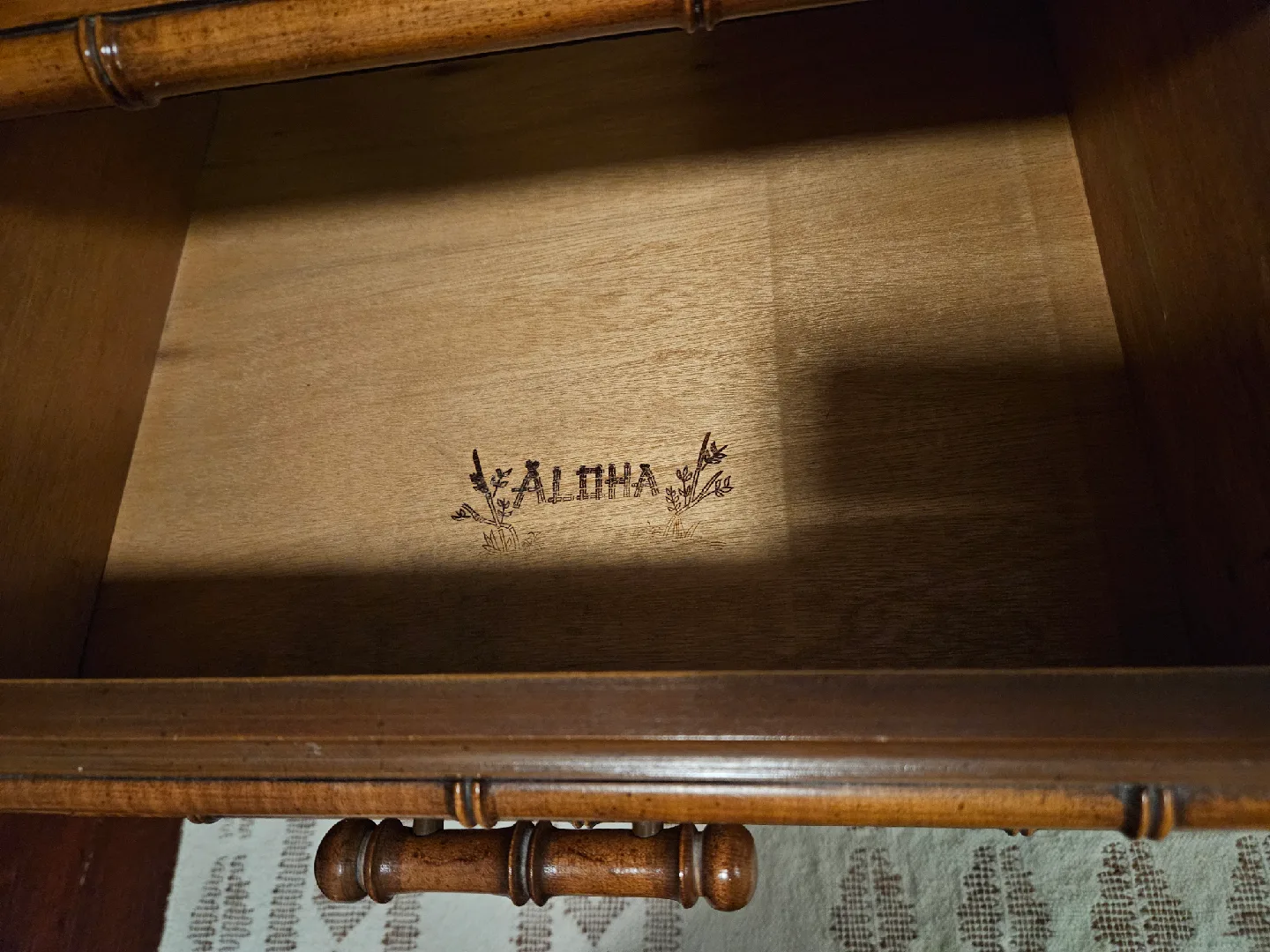 Large Antique Sideboard Buffet Solid Wood (Oak) Faux Bamboo image indicator(7)