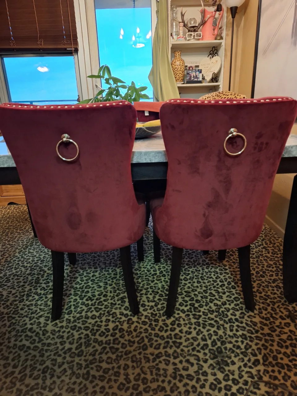 Burgundy Velvet Dining Chairs BRAND NEW image indicator(4)