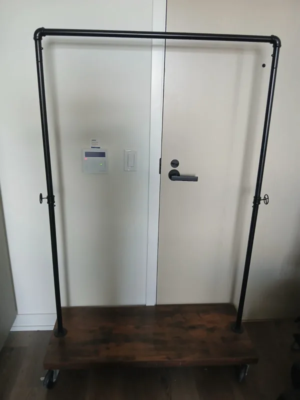 Rolling Clothes Rack - Black Metal & Wood image indicator(2)