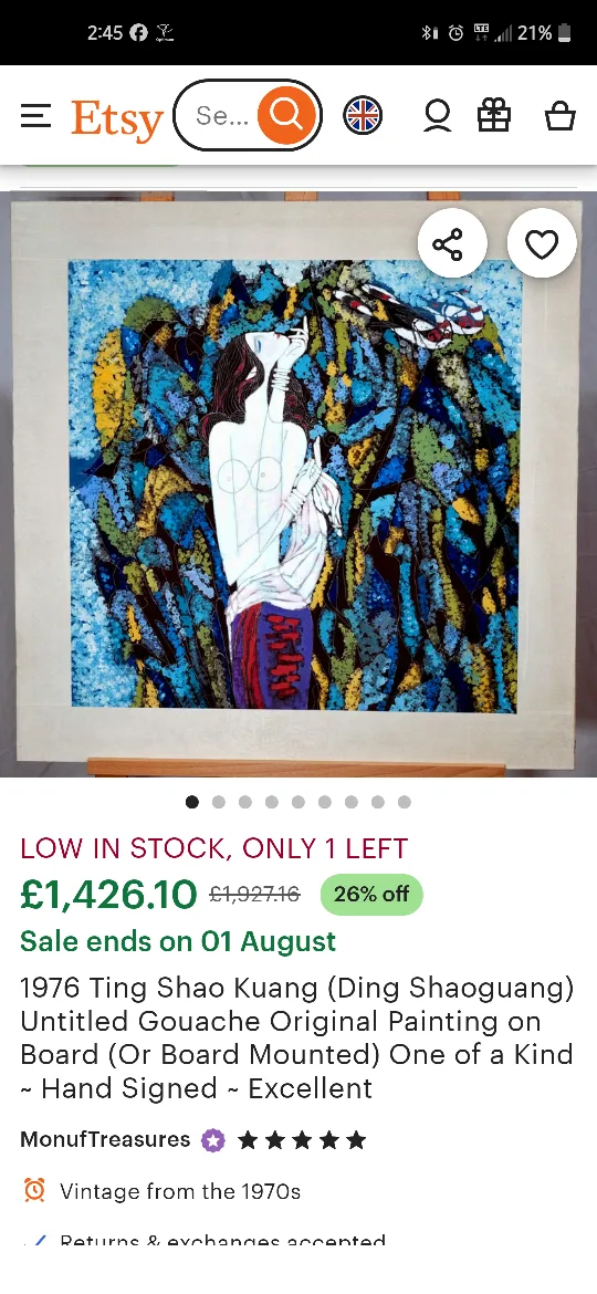 Framed Ting Shao-Kuang Art Nouveau Print image indicator(7)