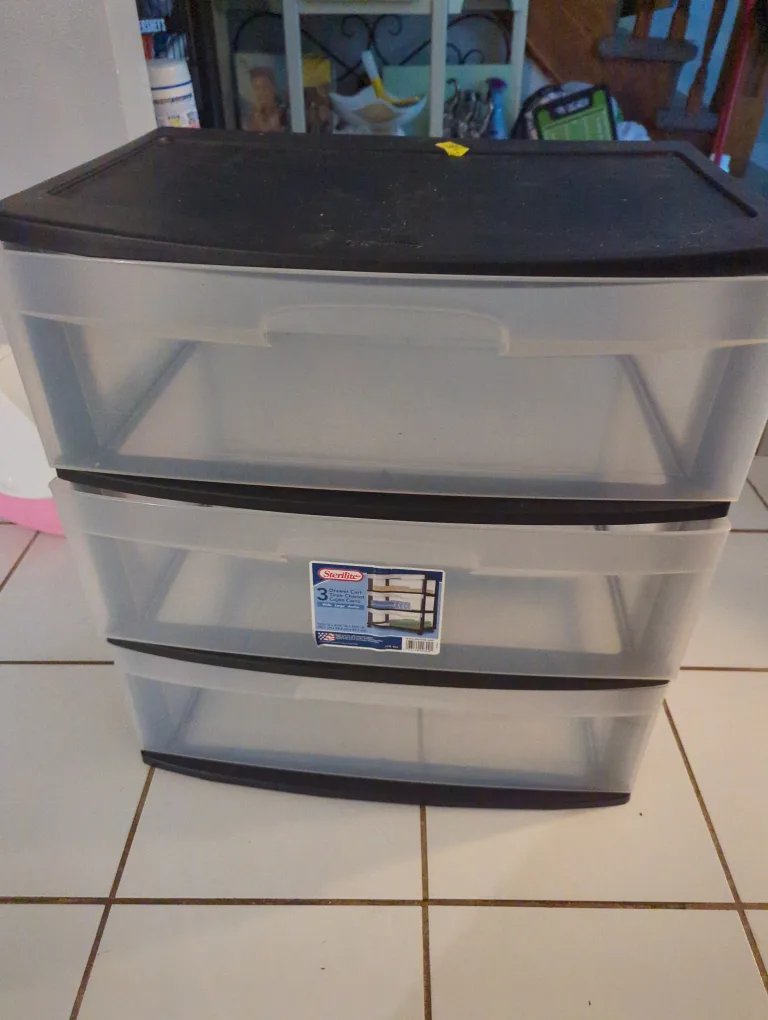 Sterilite 3 Drawer Wide Cart - Black thumbnail