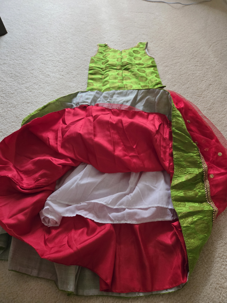 Girls' Indian Lengha Choli Dress - Red & Green (7 -8 years) - photo 3