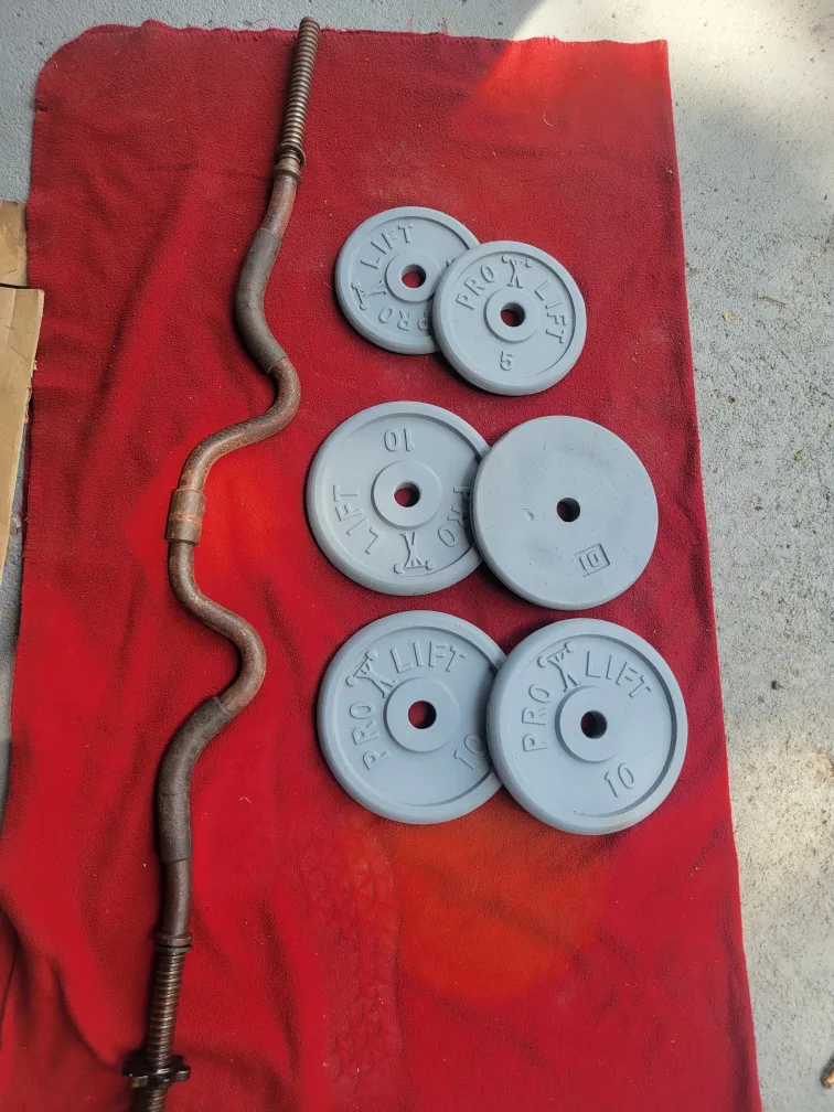1" HOLE  EZ-CURL BAR AND 50LBs thumbnail