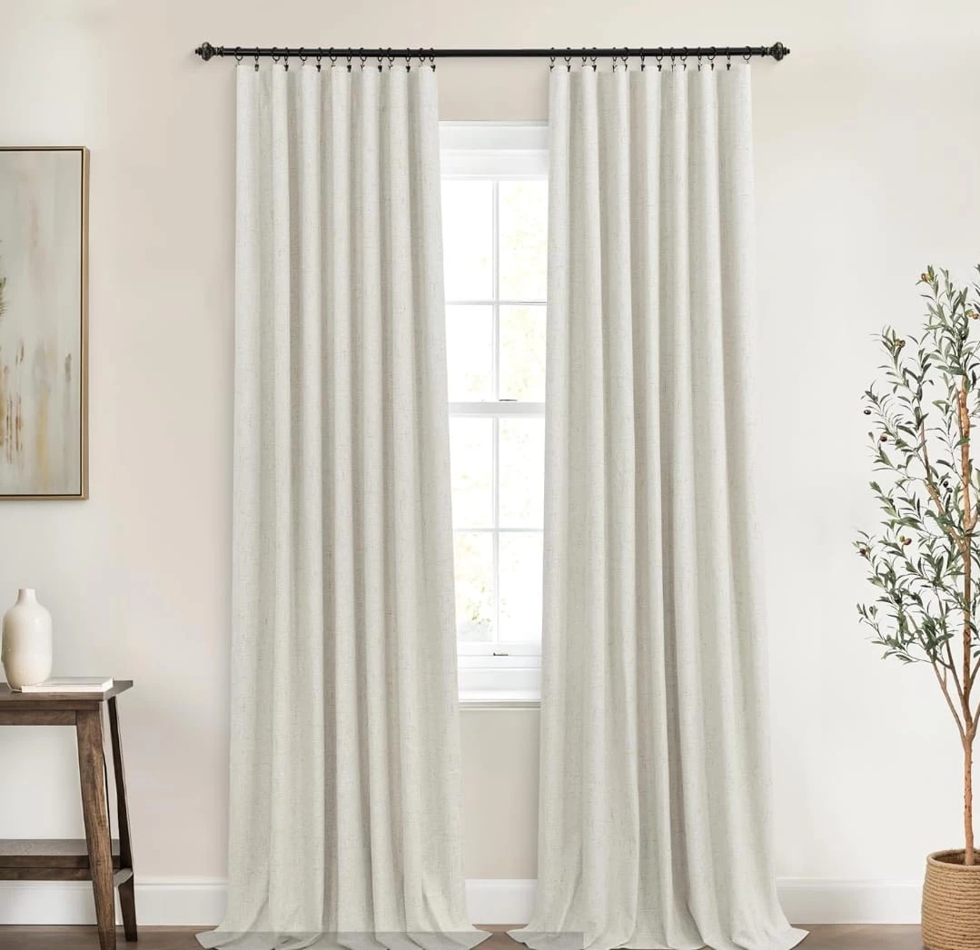 Off-White Linen Blackout Curtains - photo 5