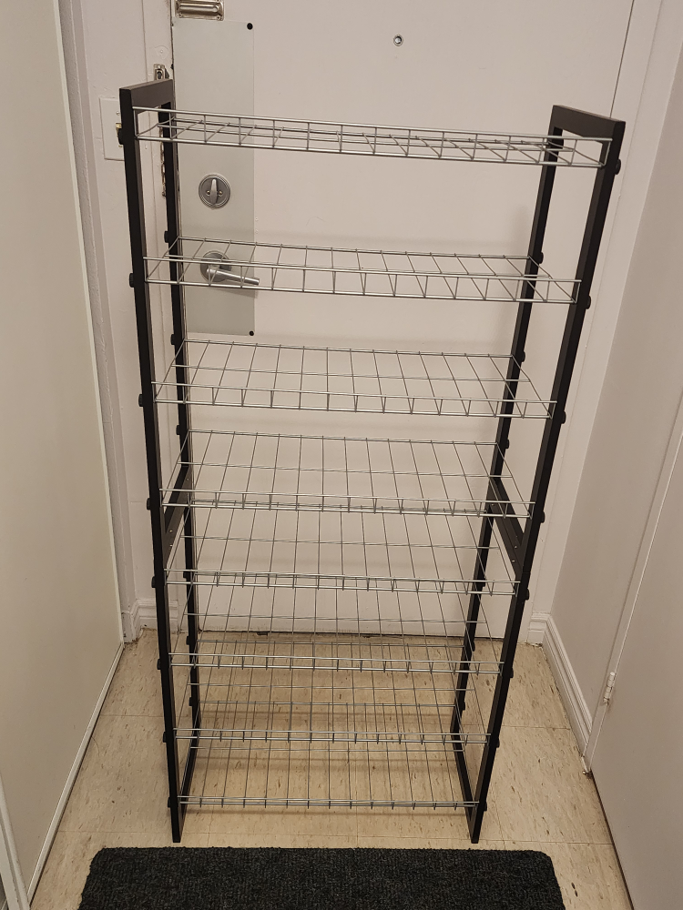 MAINSTAYS 8-tier shoe rack with wood frame and wire shelf, - photo 4