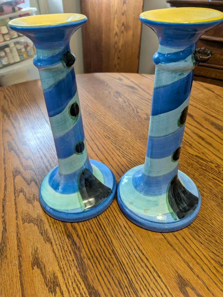 Pair of Italian Lighthouse Candle Holders thumbnail
